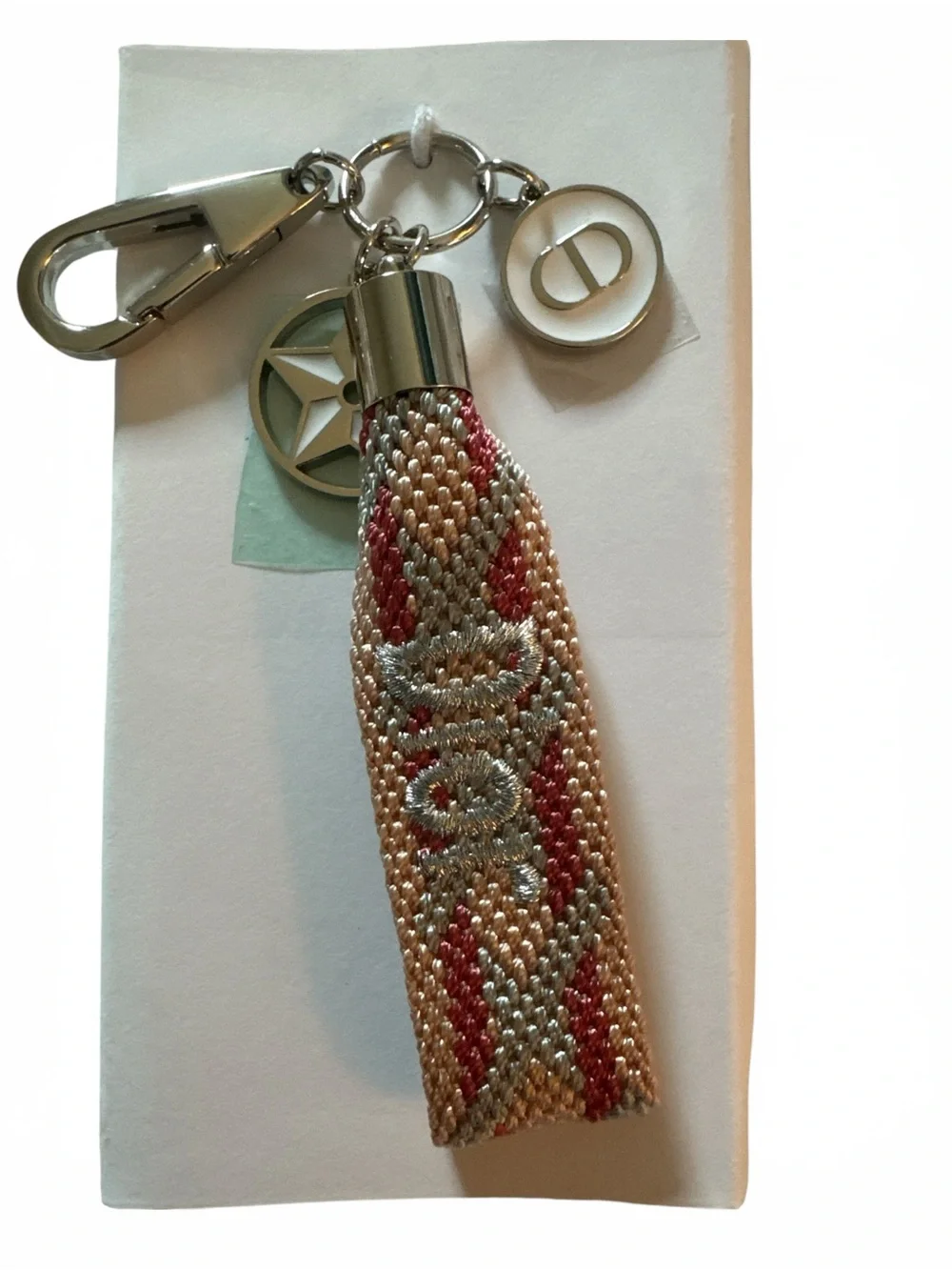 Dior Floral Hardcover Notebook with Burgundy Elastic Band/Dior keychain